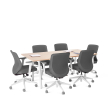 Poppin Series A - Conference Table 72 inch x 36 inch, Color Natural Oak, White Frame and Legs | Corporate Offices-3