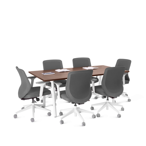Poppin Series A - Conference Table 72 inch x 36 inch, Color Walnut, White Frame and Legs | Corporate Environments-3