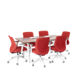 Poppin Series A - Conference Table 72 inch x 36 inch, Color Walnut, White Frame and Legs | Corporate Environments-4