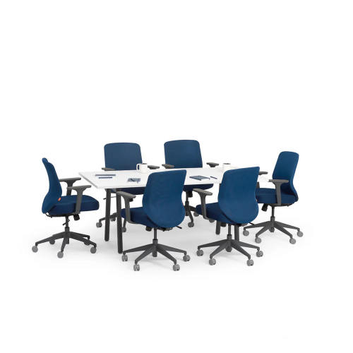 Poppin Series A - Conference Table 72 inch x 36 inch, Color White, Charcoal Frame and Legs | Corporate Workspaces-1