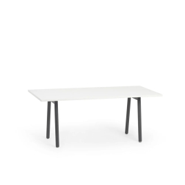 Poppin Series A - Conference Table 72 inch x 36 inch, Color White, Charcoal Frame and Legs | Corporate Workspaces