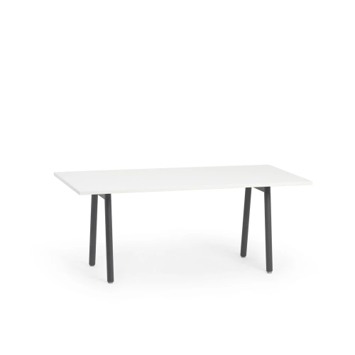 Poppin Series A - Conference Table 72 inch x 36 inch, Color White, Charcoal Frame and Legs | Corporate Workspaces