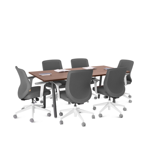 Poppin Series A - Conference Table 72 inch x 36 inch, Color Walnut, Charcoal Frame and Legs | Corporate Offices-3