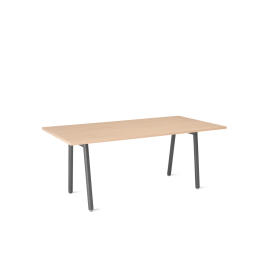 Poppin Series A - Conference Table 72 inch x 36 inch, Color Natural Oak, Charcoal Frame and Legs | Professional Use