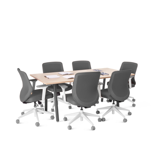 Poppin Series A - Conference Table 72 inch x 36 inch, Color Natural Oak, Charcoal Frame and Legs | Professional Use-3