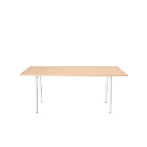 Poppin Series A - Executive Desk, Color Natural Oak on White Legs | Home Office & Small Spaces-1