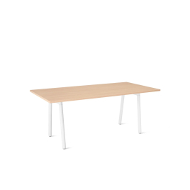 Poppin Series A - Executive Desk, Color Natural Oak on White Legs | Home Office & Small Spaces