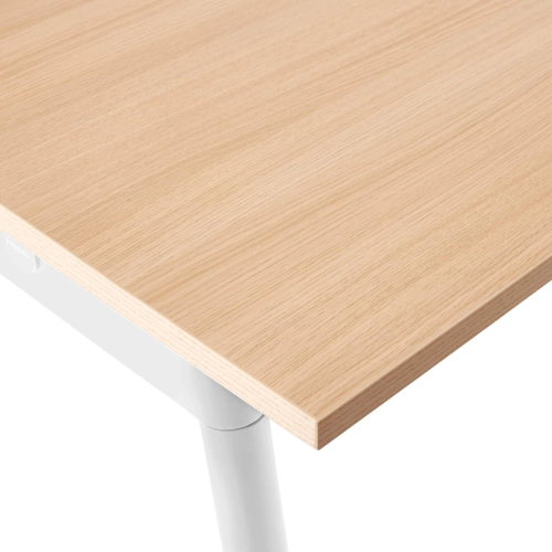Poppin Series A - Executive Desk, Color Natural Oak on White Legs | Home Office & Small Spaces-4