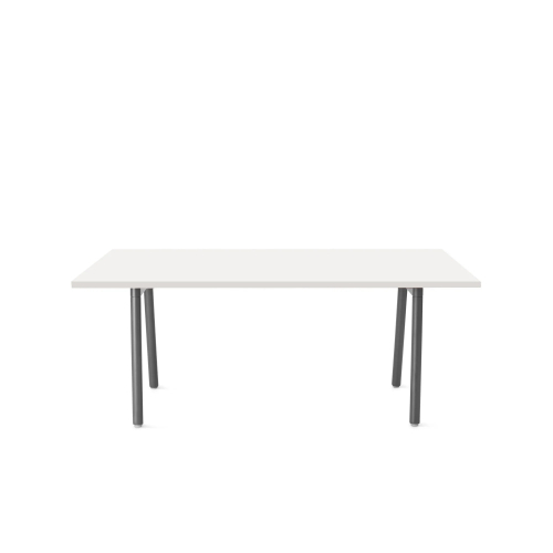 Poppin Series A - Executive Desk, Color White on Charcoal Legs | Space-Saving Design-1