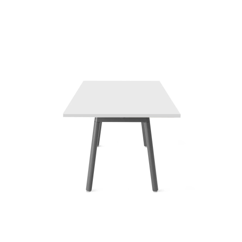 Poppin Series A - Executive Desk, Color White on Charcoal Legs | Space-Saving Design-2
