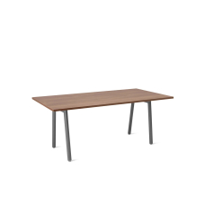 Poppin Series A - Executive Desk, Color Walnut on Charcoal Legs | Functional Work Surface