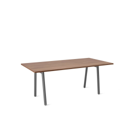 Poppin Series A - Executive Desk, Color Walnut on Charcoal Legs | Functional Work Surface