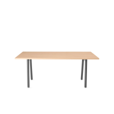 Poppin Series A - Executive Desk, Color Natural Oak on Charcoal Legs | Work & Study