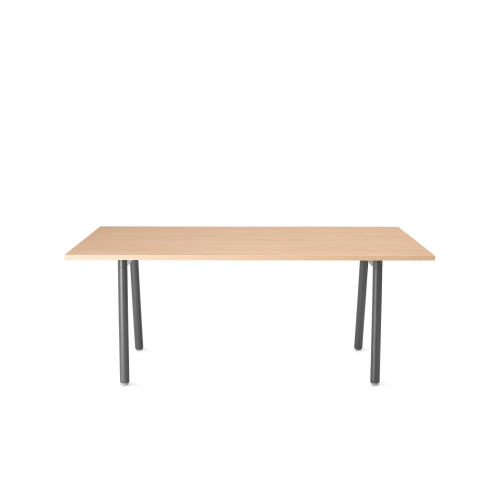 Poppin Series A - Executive Desk, Color Natural Oak on Charcoal Legs | Work & Study