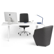 Poppin Series A - Executive Desk, Color White on White Legs | Home & Office Use-3