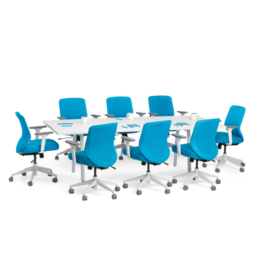 Poppin Series A - Conference Table 96 inch x 42 inch, Color White, White Frameand Legs | Management Offices-1