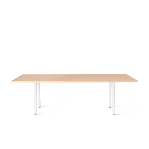 Poppin Series A - Conference Table 96 inch x 42 inch, Color Natural Oak, White Frame and Legs | Corporate Offices-1