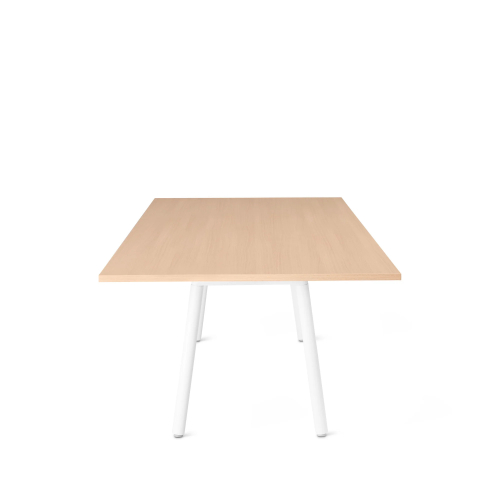 Poppin Series A - Conference Table 96 inch x 42 inch, Color Natural Oak, White Frame and Legs | Corporate Offices-2