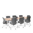 Poppin Series A - Conference Table 96 inch x 42 inch, Color Natural Oak, White Frame and Legs | Corporate Offices-3
