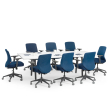Poppin Series A - Conference Table 96 inch x 42 inch, Color White, Charcoal Frame and Legs | Corporate Workspaces-1