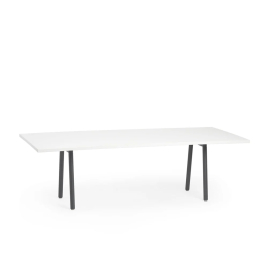 Poppin Series A - Conference Table 96 inch x 42 inch, Color White, Charcoal Frame and Legs | Corporate Workspaces