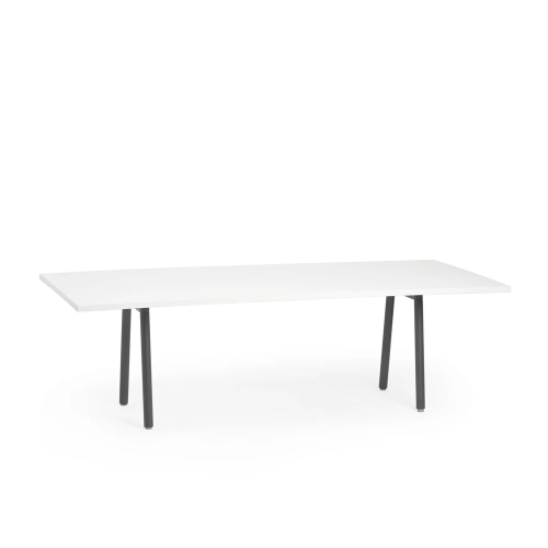 Poppin Series A - Conference Table 96 inch x 42 inch, Color White, Charcoal Frame and Legs | Corporate Workspaces
