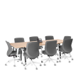 Poppin Series A - Conference Table 96 inch x 42 inch, Color Natural Oak, Charcoal Frame and Legs | Professional Use-3