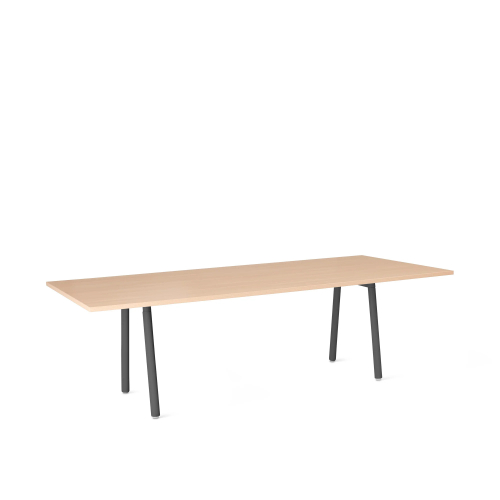 Poppin Series A - Conference Table 96 inch x 42 inch, Color Natural Oak, Charcoal Frame and Legs | Professional Use
