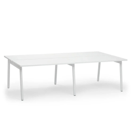 Poppin Series A - Double Desk for 4, 47 inch, Color White on White Legs | Home & Office Use
