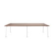 Poppin Series A - Double Desk for 4, 47 inch, Color Walnut on White Legs | Home Office & Remote Work-1