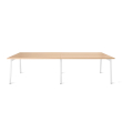 Poppin Series A - Double Desk for 4, 57 inch, Color Natural Oak on White Legs | Computer Workstation Desk-1