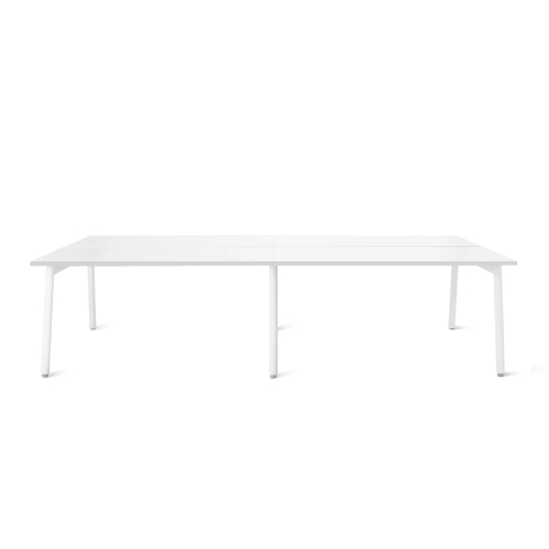 Poppin Series A - Double Desk for 4, 57 inch, Color White on White Legs | Multi-Purpose Workstation-1
