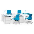Poppin Series A - Double Desk for 4, 57 inch, Color White on White Legs | Multi-Purpose Workstation-2
