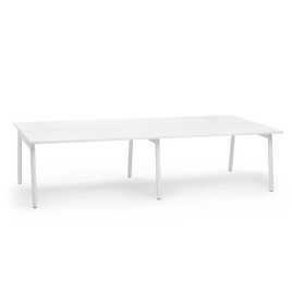 Poppin Series A - Double Desk for 4, 57 inch, Color White on White Legs | Multi-Purpose Workstation