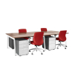 Poppin Series A - Double Desk for 4, 57 inch, Color Walnut on White Legs | Computer Work Desk-2