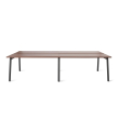 Poppin Series A - Double Desk for 4, 57 inch, Color Walnut on Charcoal Legs | Home Office Setup-1