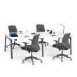 Poppin Series A - Double Desk for 4, 47 inch, Color White on Charcoal Legs | Space-Saving Design-1