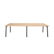 Poppin Series A - Double Desk for 4, 47 inch, Color Natural Oak on Charcoal Legs | Work & Study-1