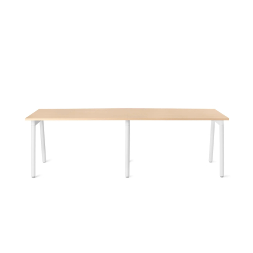 Poppin Series A - Single Desk For 2, 47 inch, Color Natural Oak on White Legs | Home Office & Small Spaces-1