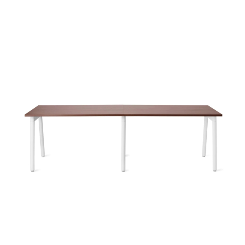 Poppin Series A - Single Desk For 2, 47 inch, Color Walnut on White Legs | Home Office & Remote Work-1