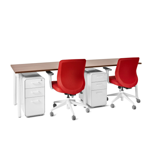 Poppin Series A - Single Desk For 2, 47 inch, Color Walnut on White Legs | Home Office & Remote Work-2