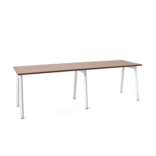 Poppin Series A - Single Desk For 2, 47 inch, Color Walnut on White Legs | Home Office & Remote Work