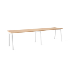 Poppin Series A - Single Desk For 2, 57 inch, Color Natural Oak on White Legs | Computer Workstation Desk