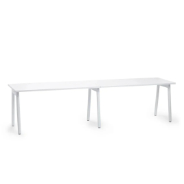 Poppin Series A - Single Desk For 2, 57 inch, Color White on White Legs | Multi-Purpose Workstation