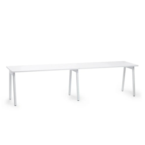 Poppin Series A - Single Desk For 2, 57 inch, Color White on White Legs | Multi-Purpose Workstation