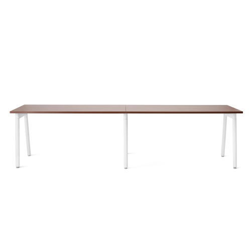 Poppin Series A - Single Desk For 2, 57 inch, Color Walnut on White Legs | Computer Work Desk-1