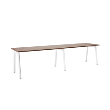 Poppin Series A - Single Desk For 2, 57 inch, Color Walnut on White Legs | Computer Work Desk