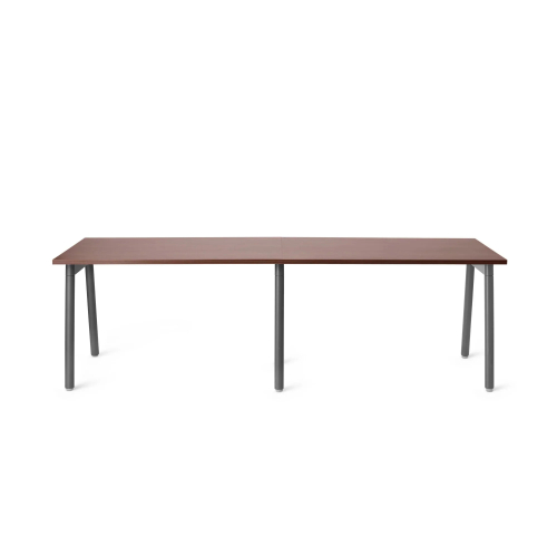 Poppin Series A - Single Desk For 2, 47 inch, Color Walnut on Charcoal Legs | Functional Work Surface-1