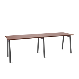Poppin Series A - Single Desk For 2, 47 inch, Color Walnut on Charcoal Legs | Functional Work Surface