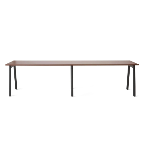 Poppin Series A - Single Desk For 2, 57 inch, Color Walnut on Charcoal Legs | Home Office Setup-1
